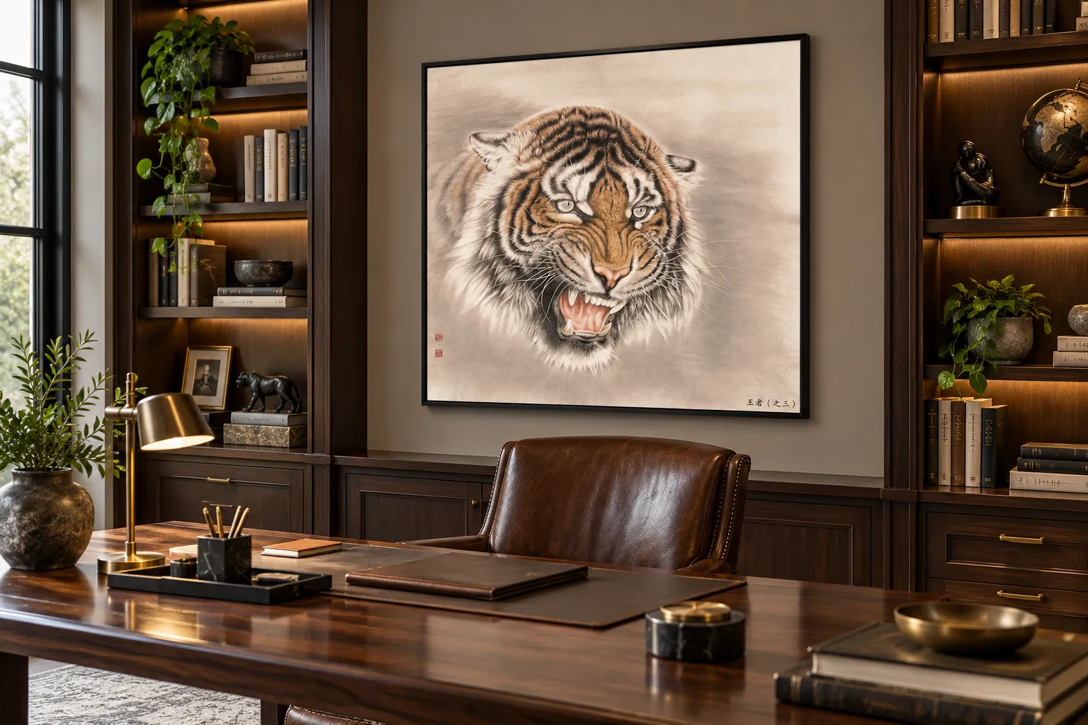 Roaring King Tiger | Majestic Chinese Tiger Art tiger painting view 3