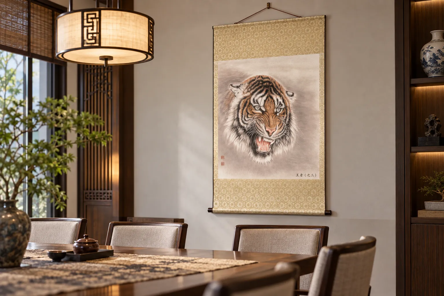 Roaring King Tiger | Majestic Chinese Tiger Art tiger painting view 4