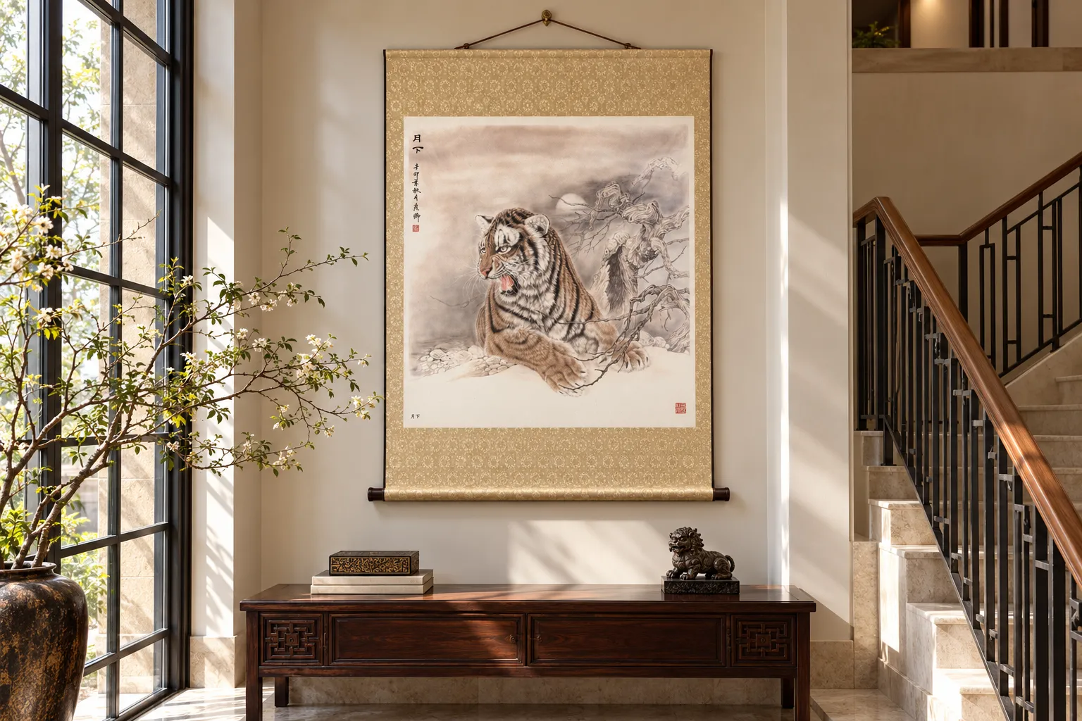 Moonlit Tiger Head | Tiger Painting Under the Moon tiger painting view 4
