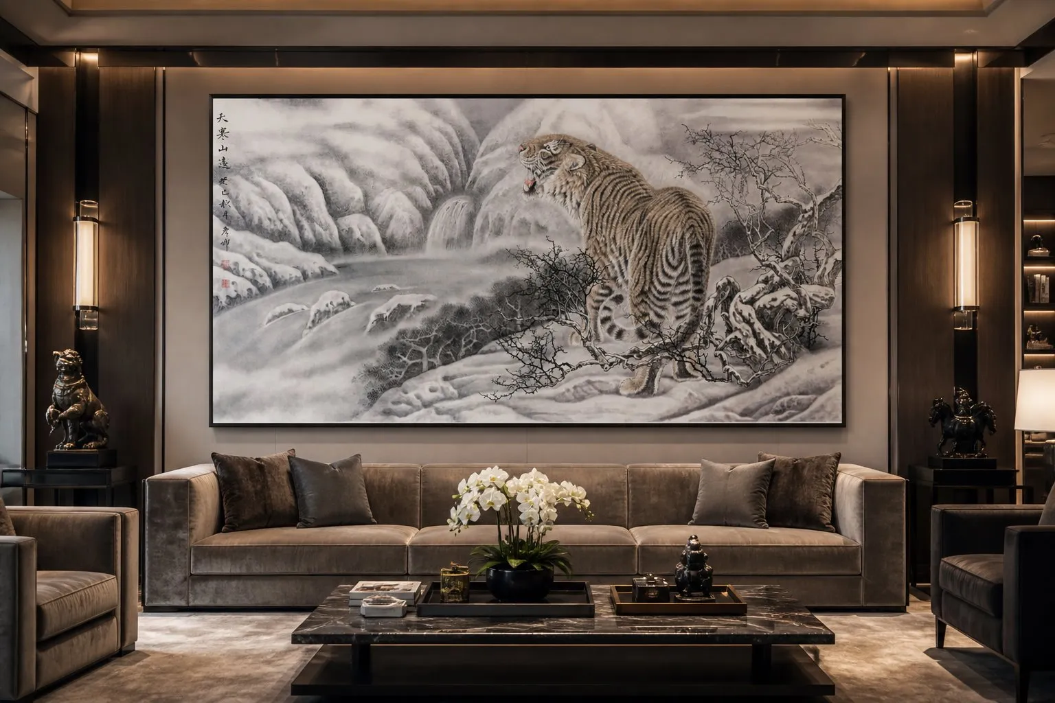Tiger in Snowy Mountains | Winter Chinese Painting tiger painting view 6