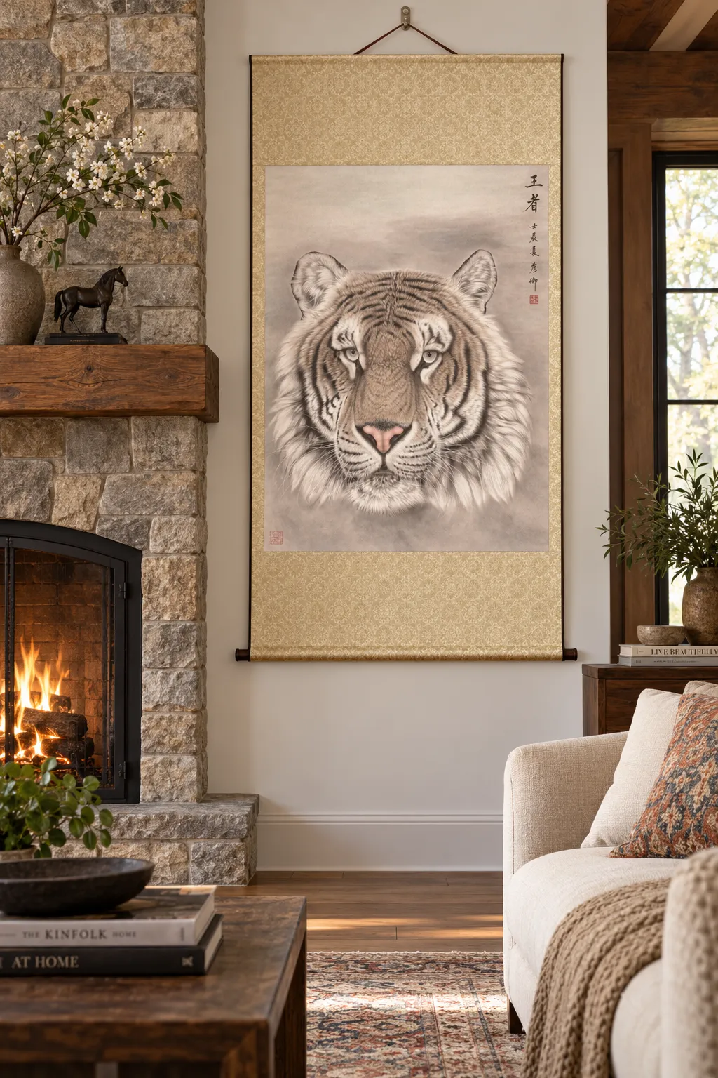 Fierce Tiger Gaze | Bold Chinese Tiger Head Painting tiger painting view 4