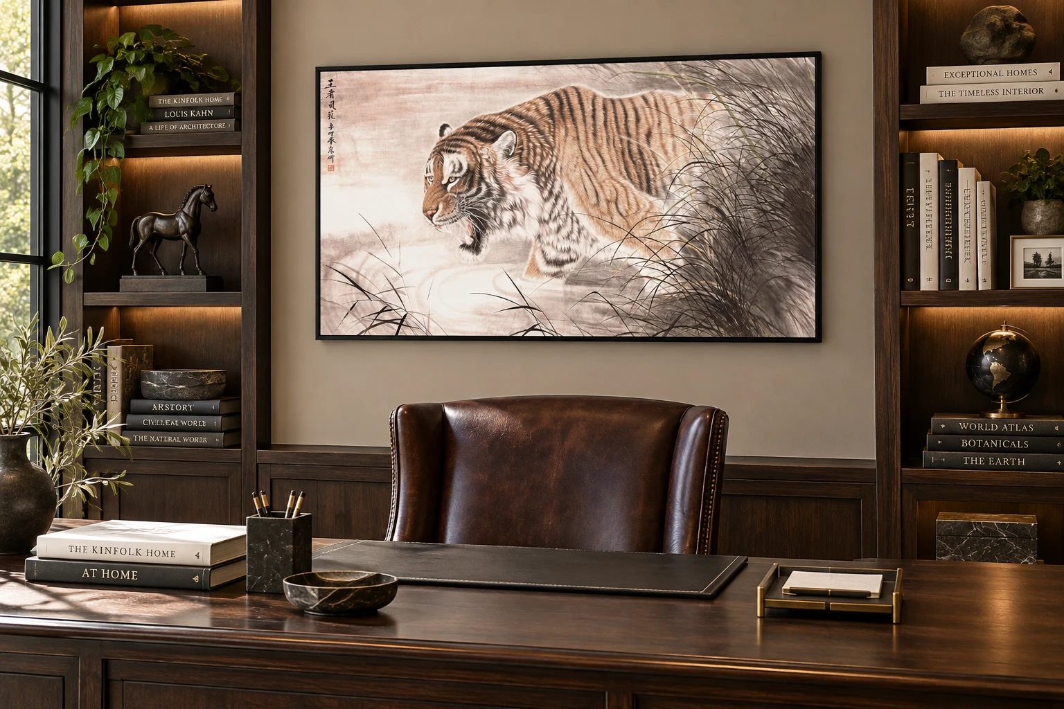 Lone Tiger in Winter Woods | Chinese Painting tiger painting view 4