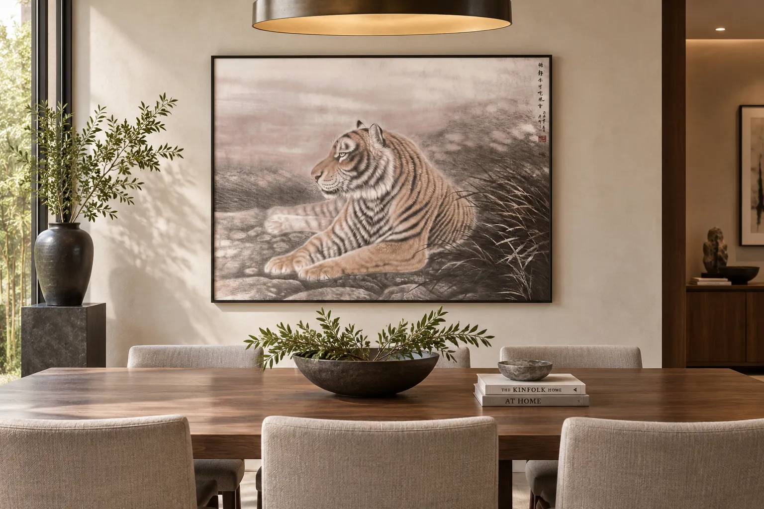 Tiger Resting by the Mountain Stream | Chinese Painting tiger painting view 4