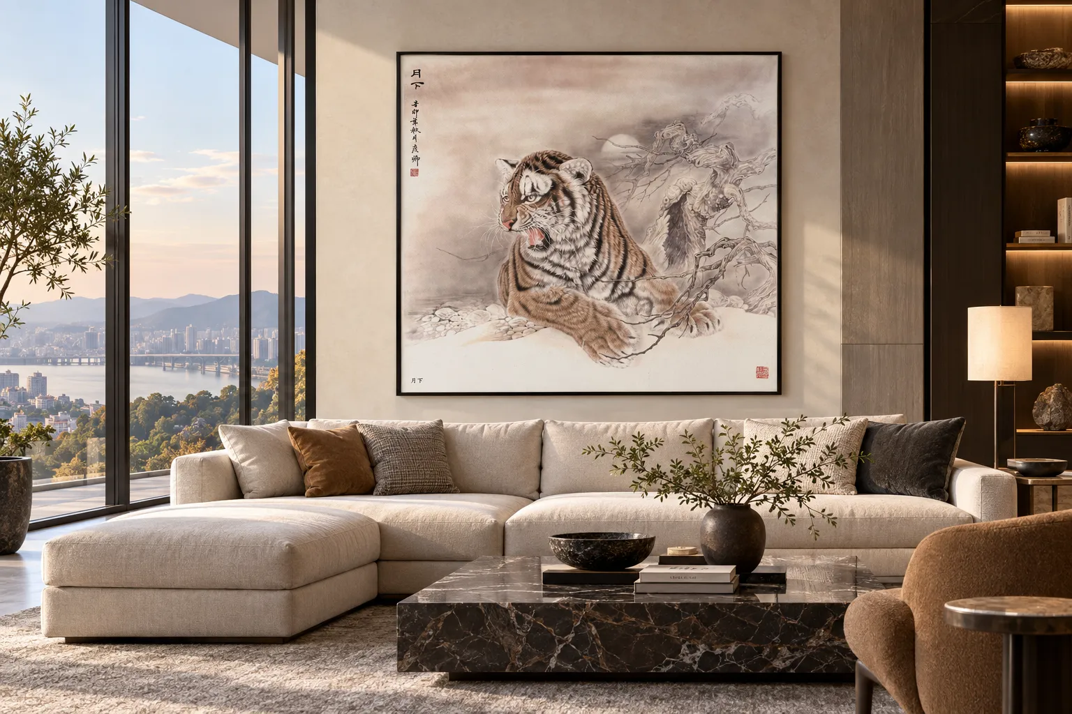 Moonlit Tiger Head | Tiger Painting Under the Moon tiger painting view 3