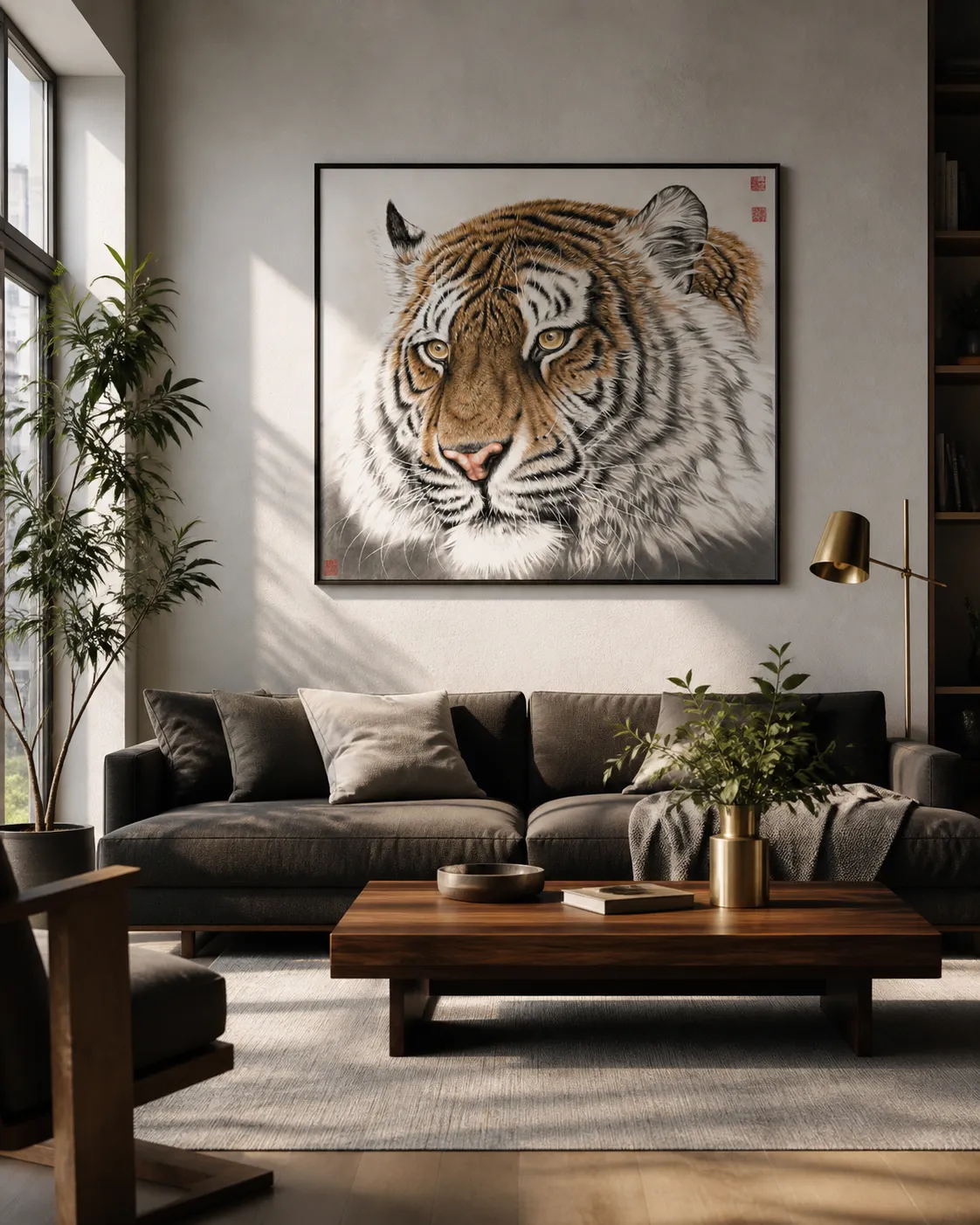 Roaring Tiger Head | Powerful Chinese Tiger Painting tiger painting view 4
