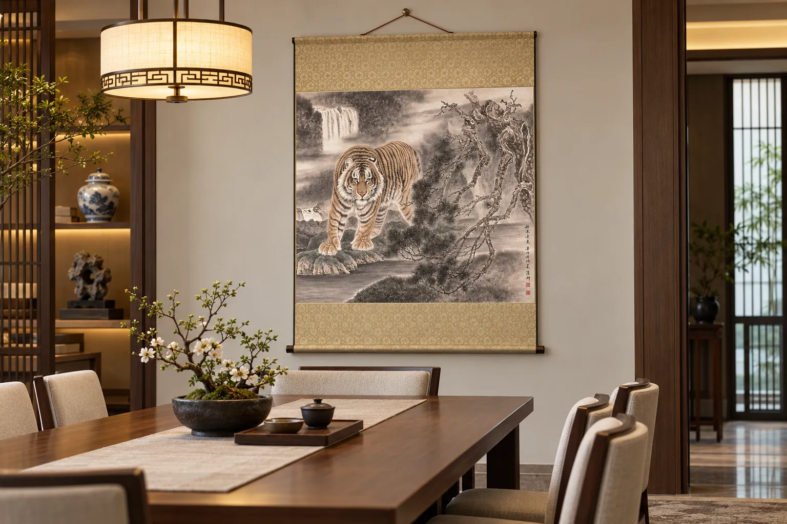 Tiger Walking Through Snow | Winter Landscape Painting tiger painting view 2