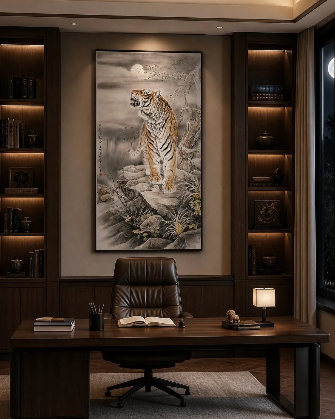 Ascending Tiger | Moonlit Ascent Feng Shui Painting tiger painting view 5