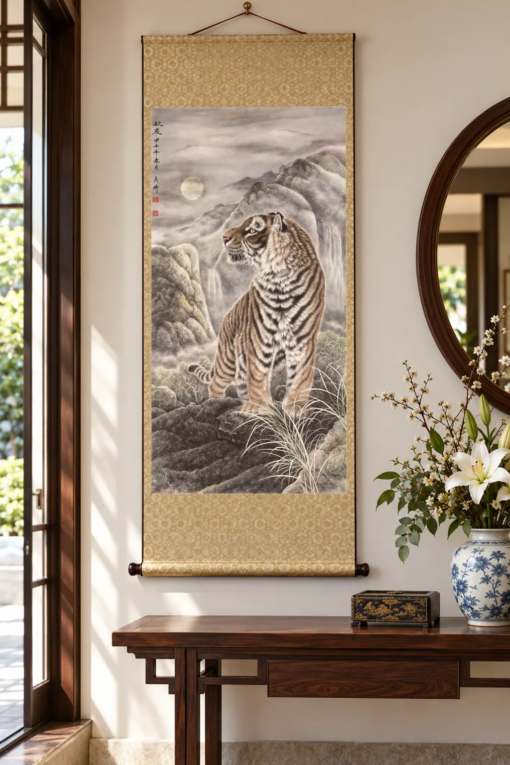 Autumn Dawn Tiger | Roaring Ascending Chinese Painting tiger painting view 7