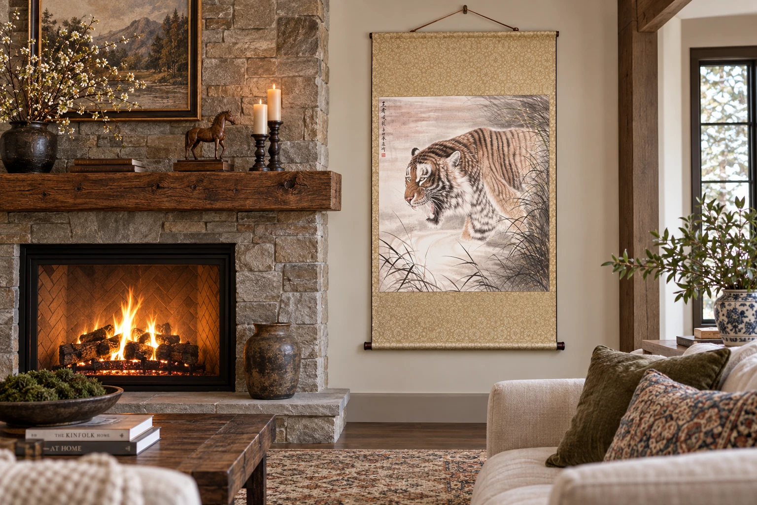 Lone Tiger in Winter Woods | Chinese Painting tiger painting view 3