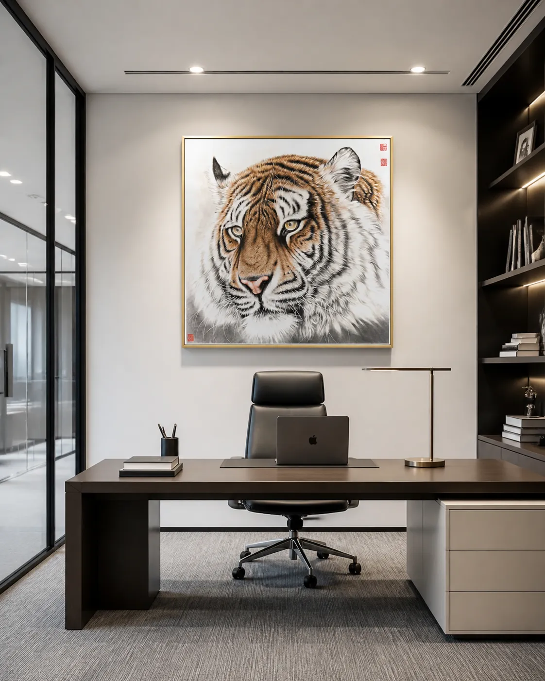 Roaring Tiger Head | Powerful Chinese Tiger Painting tiger painting view 5