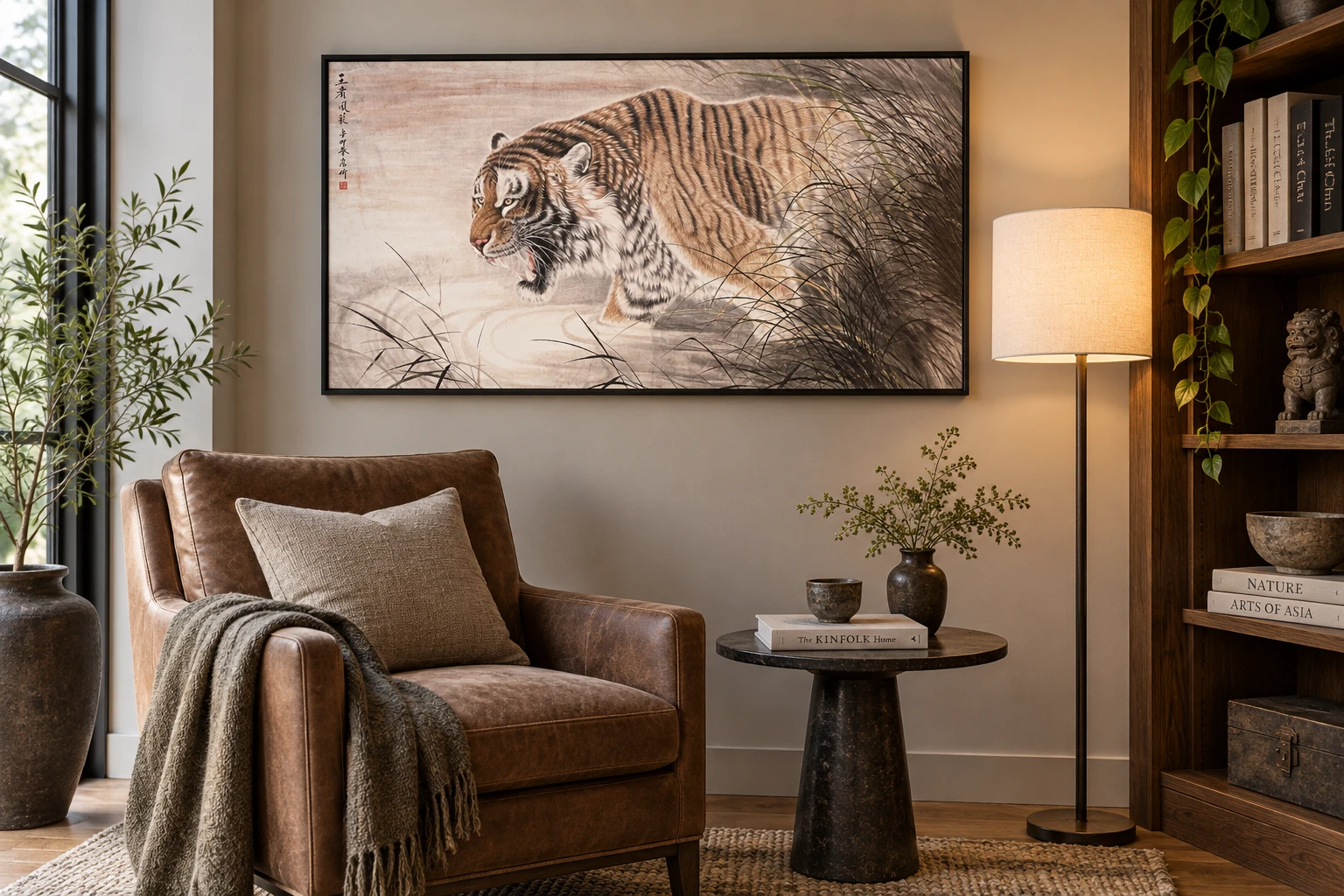 Lone Tiger in Winter Woods | Chinese Painting tiger painting view 2