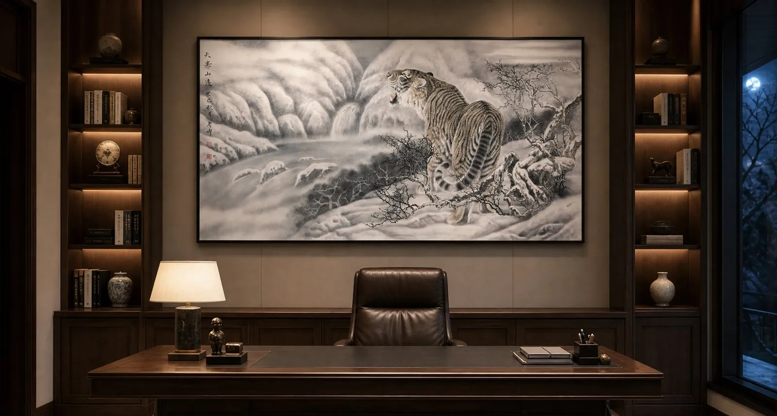 Tiger in Snowy Mountains | Winter Chinese Painting tiger painting view 7