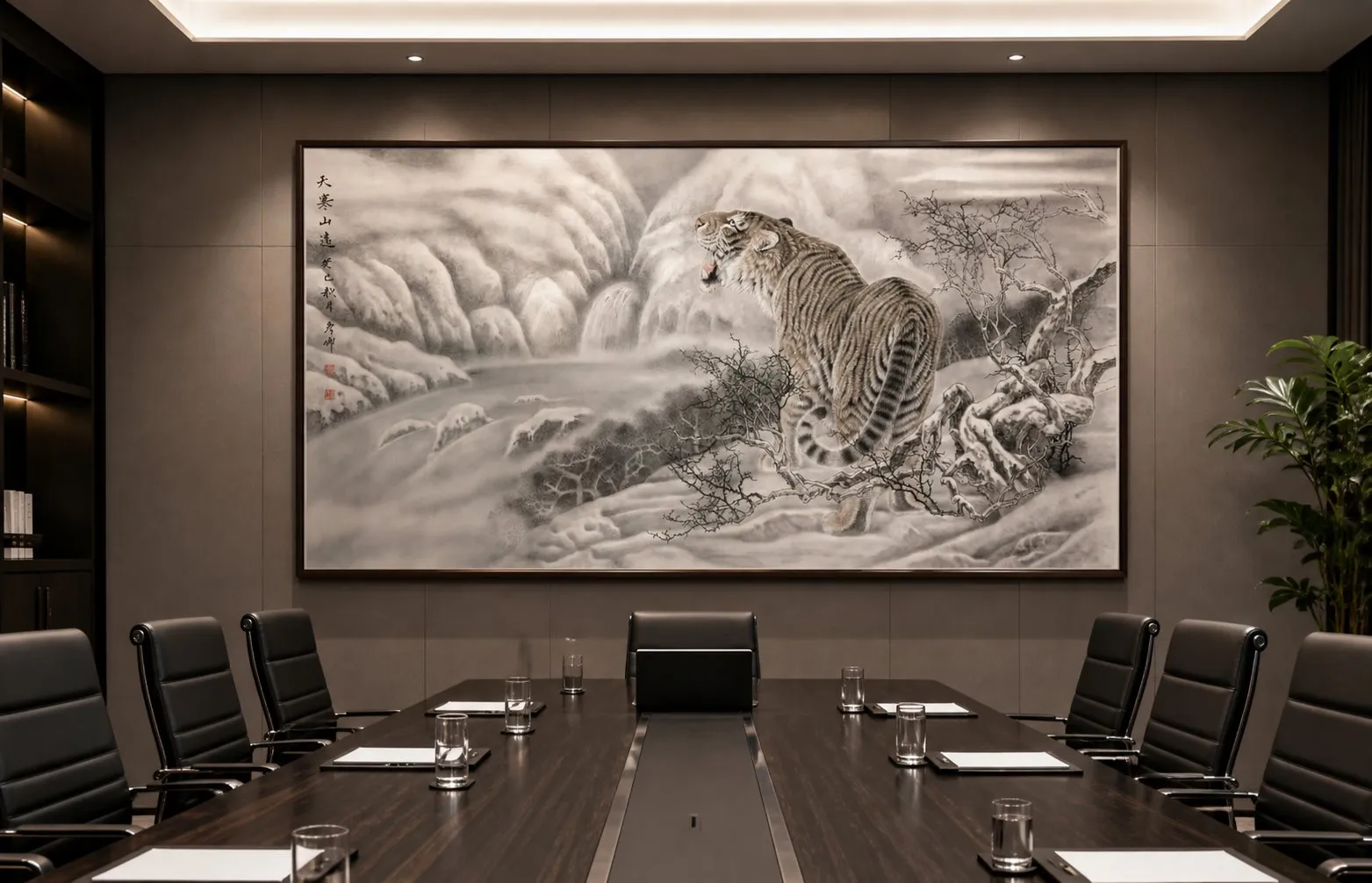 Tiger in Snowy Mountains | Winter Chinese Painting tiger painting view 5