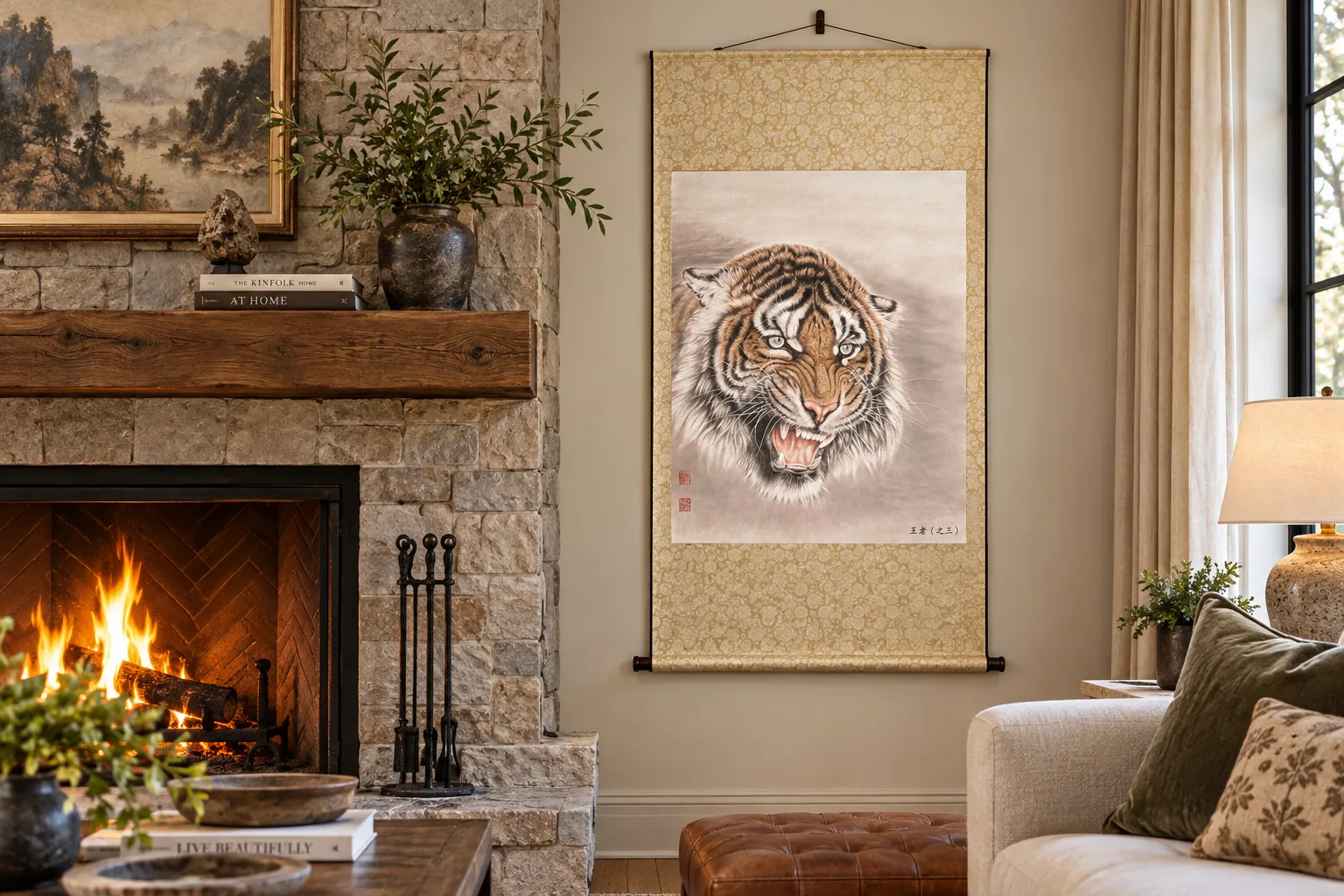 Roaring King Tiger | Majestic Chinese Tiger Art tiger painting view 2