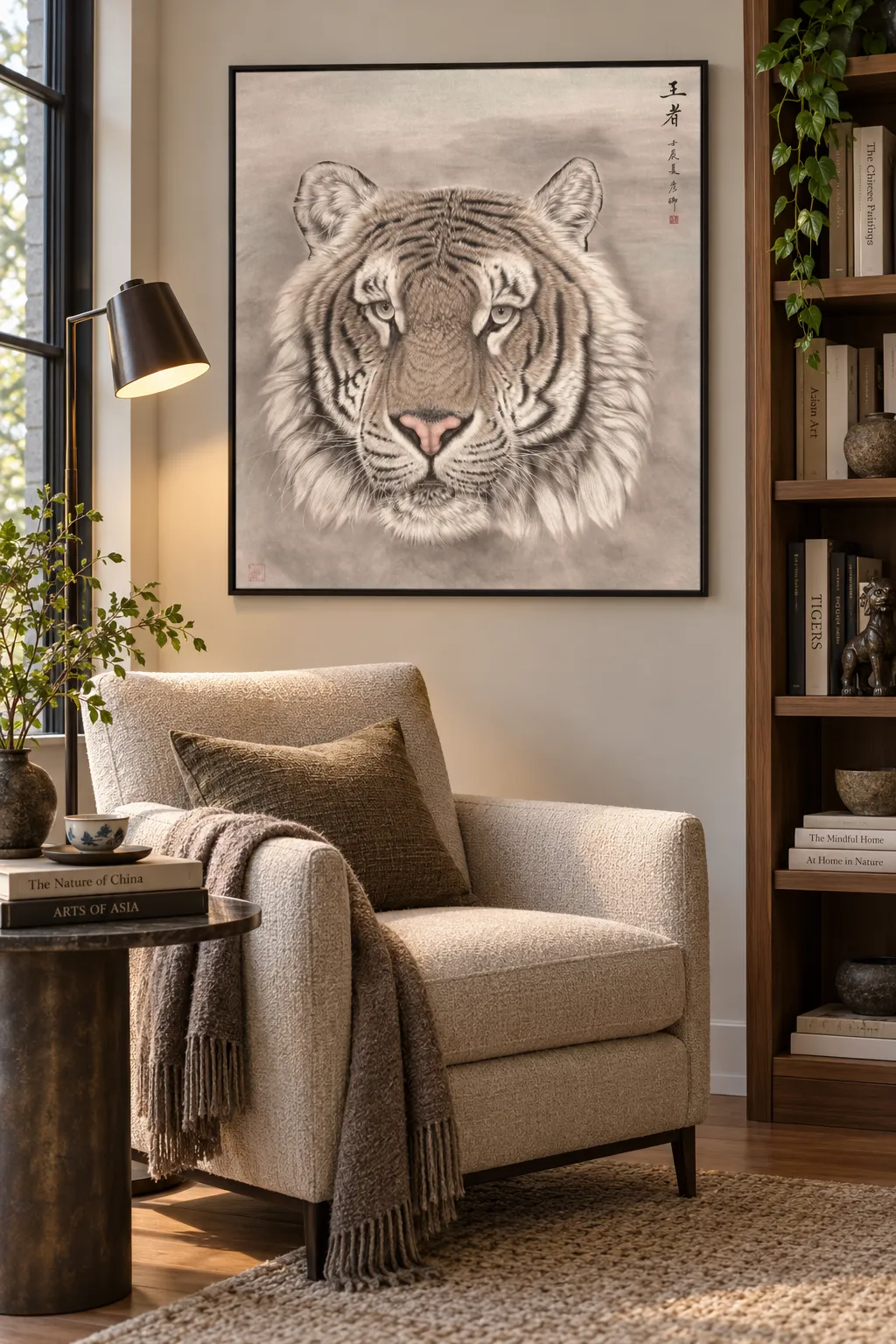 Fierce Tiger Gaze | Bold Chinese Tiger Head Painting tiger painting view 3