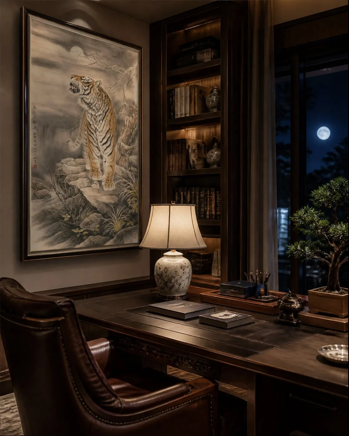 Ascending Tiger | Moonlit Ascent Feng Shui Painting tiger painting view 3