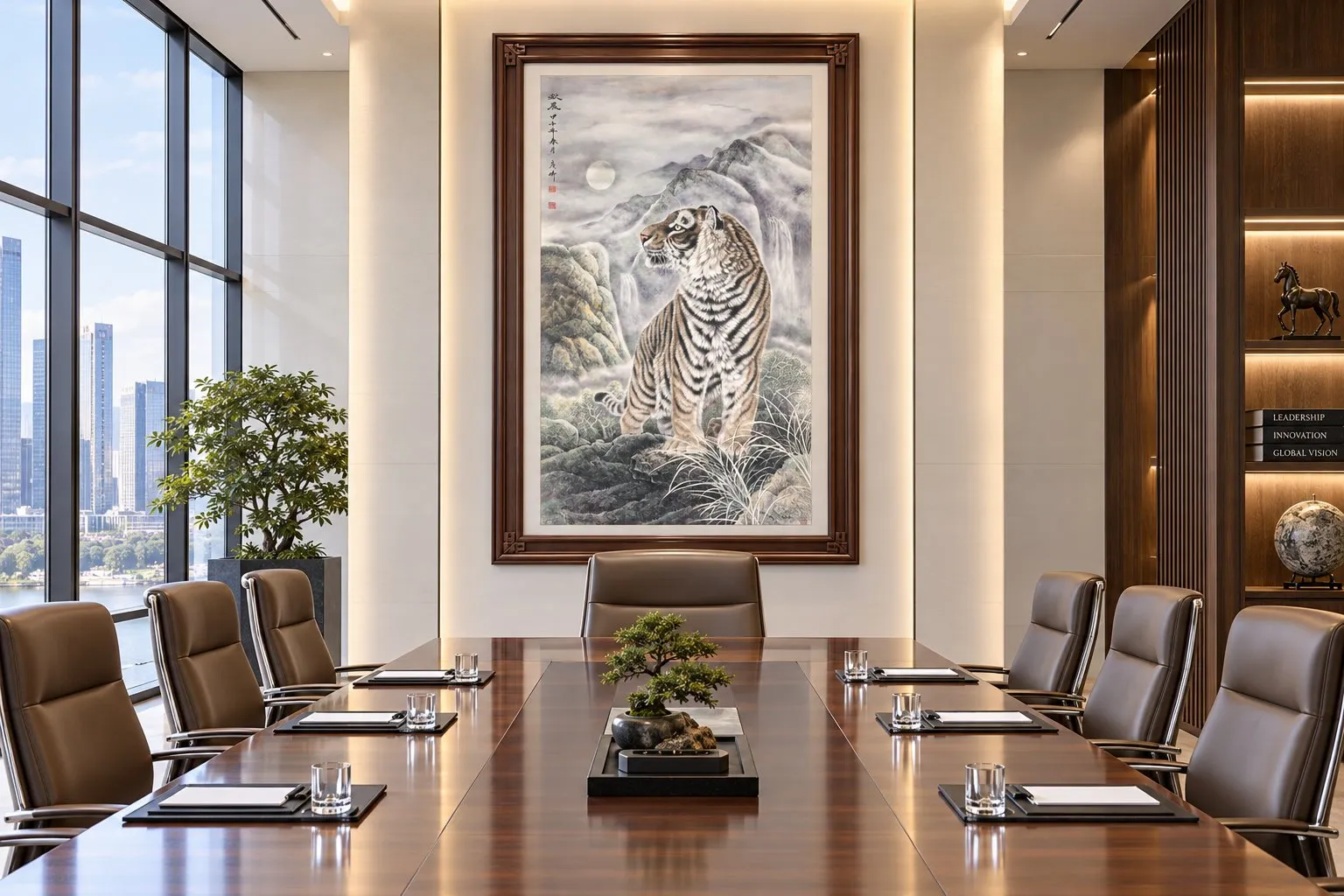 Autumn Dawn Tiger | Roaring Ascending Chinese Painting tiger painting view 6