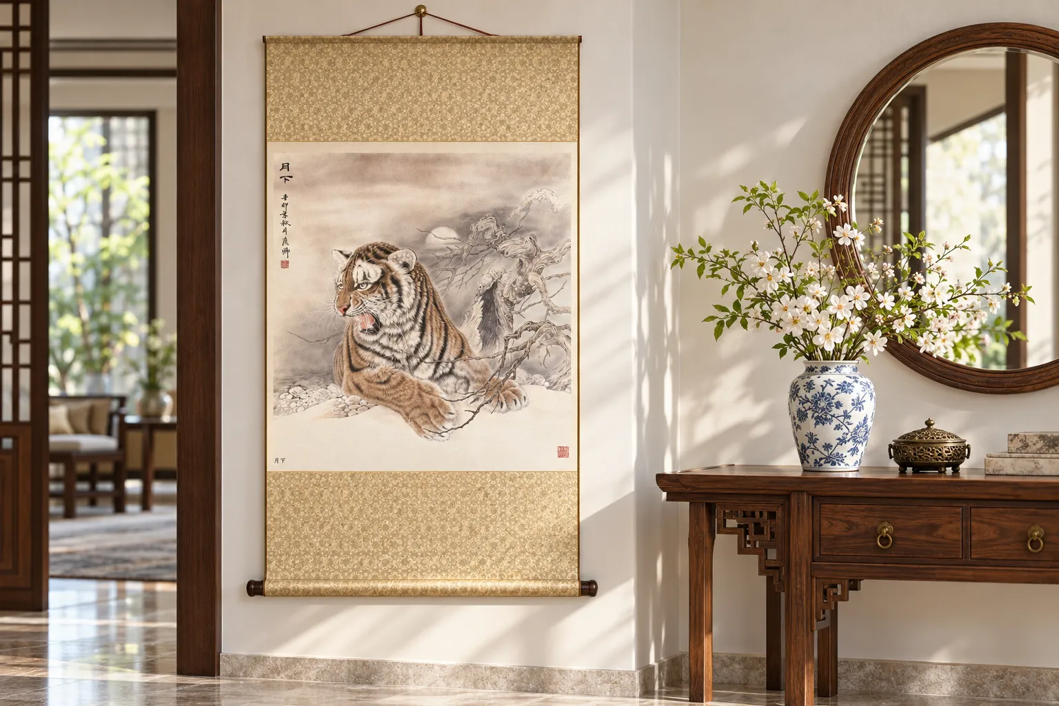Moonlit Tiger Head | Tiger Painting Under the Moon tiger painting view 2