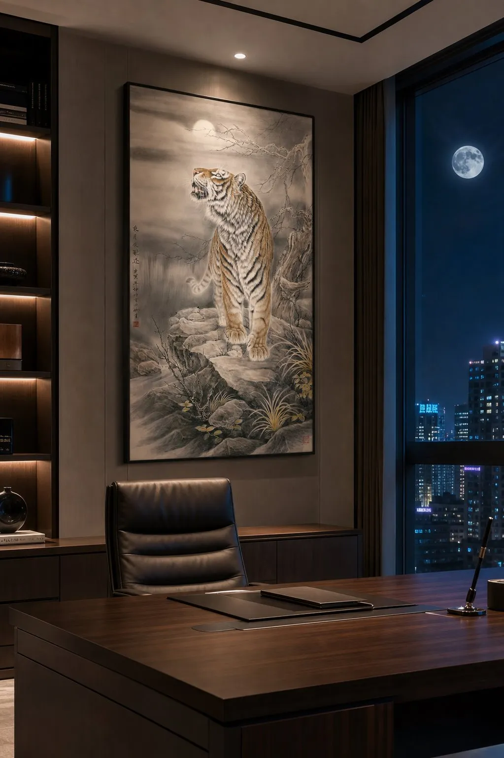 Ascending Tiger | Moonlit Ascent Feng Shui Painting tiger painting view 4