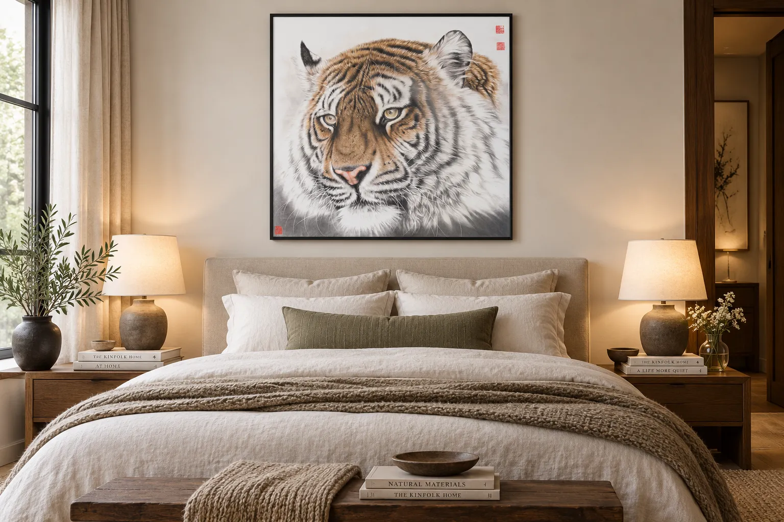 Roaring Tiger Head | Powerful Chinese Tiger Painting tiger painting view 7
