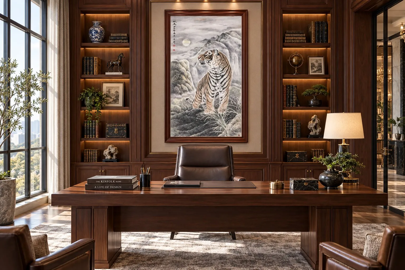 Autumn Dawn Tiger | Roaring Ascending Chinese Painting tiger painting view 5