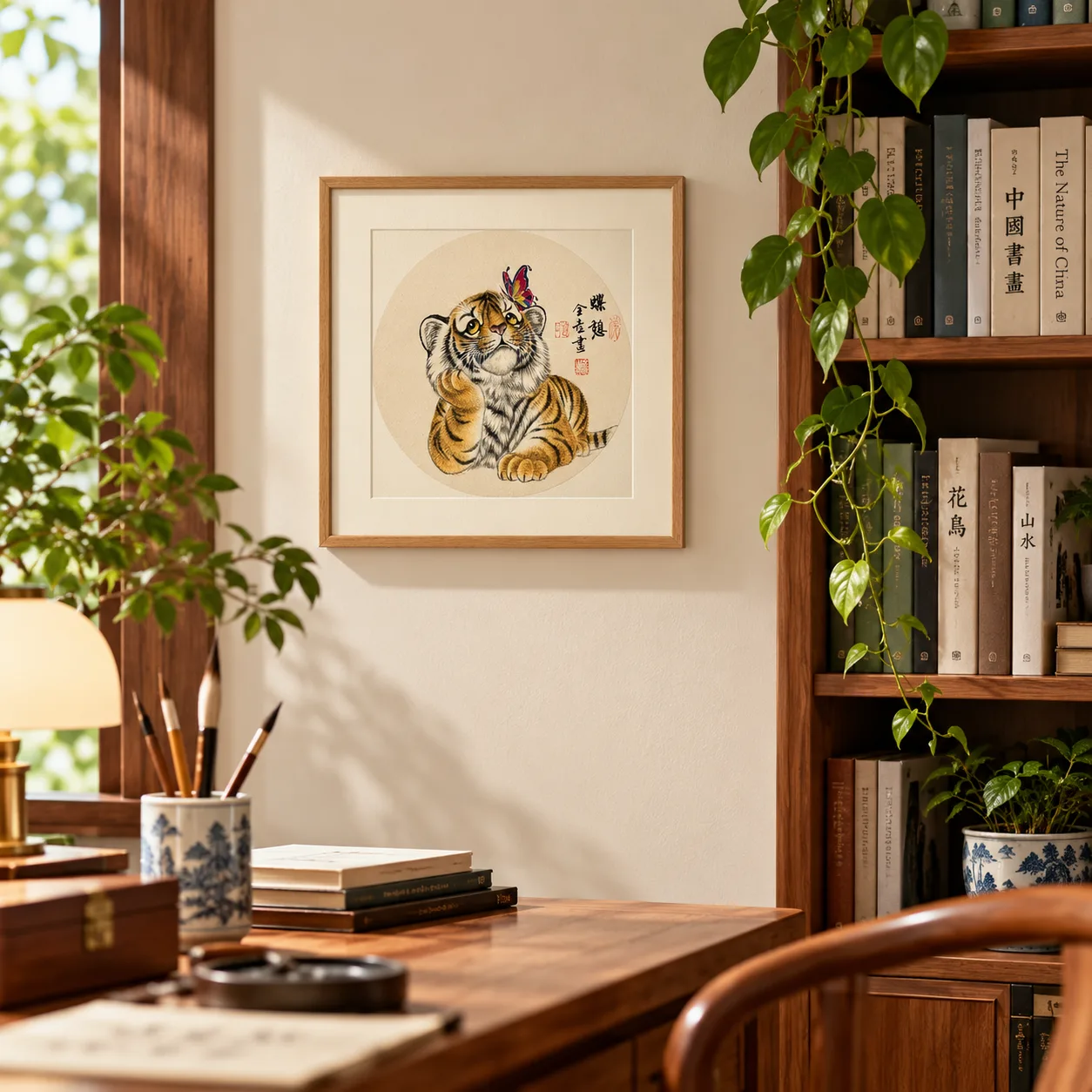Butterfly Love | Chinese Tiger Cub Painting tiger painting view 5