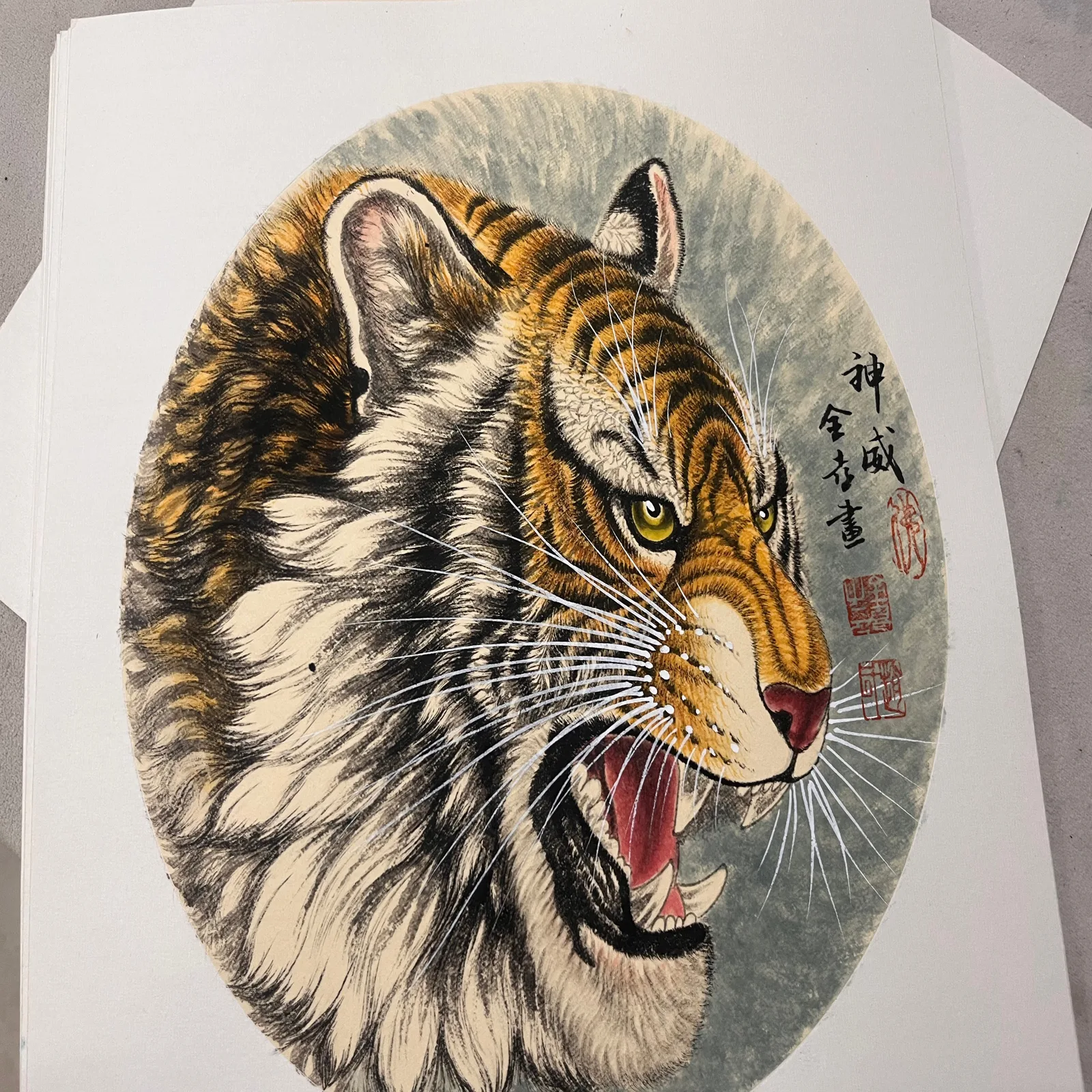 Divine Might Cub | Guardian Tiger Head Painting tiger painting view 2