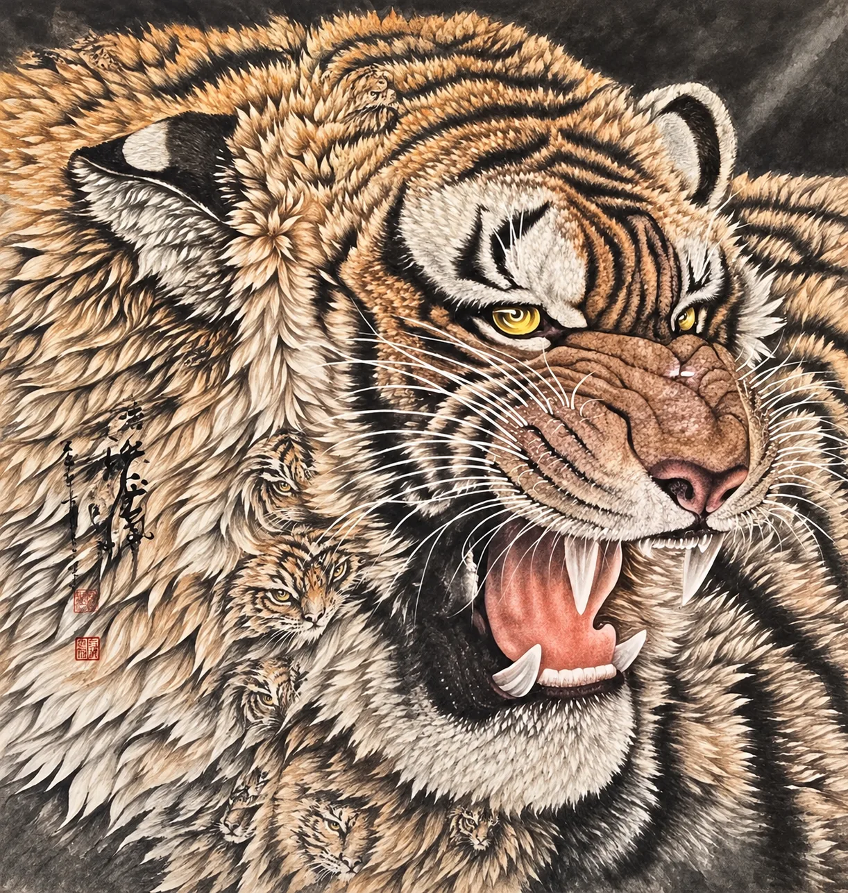 Fierce Tiger, Wind of Power | Roaring Tiger Portrait