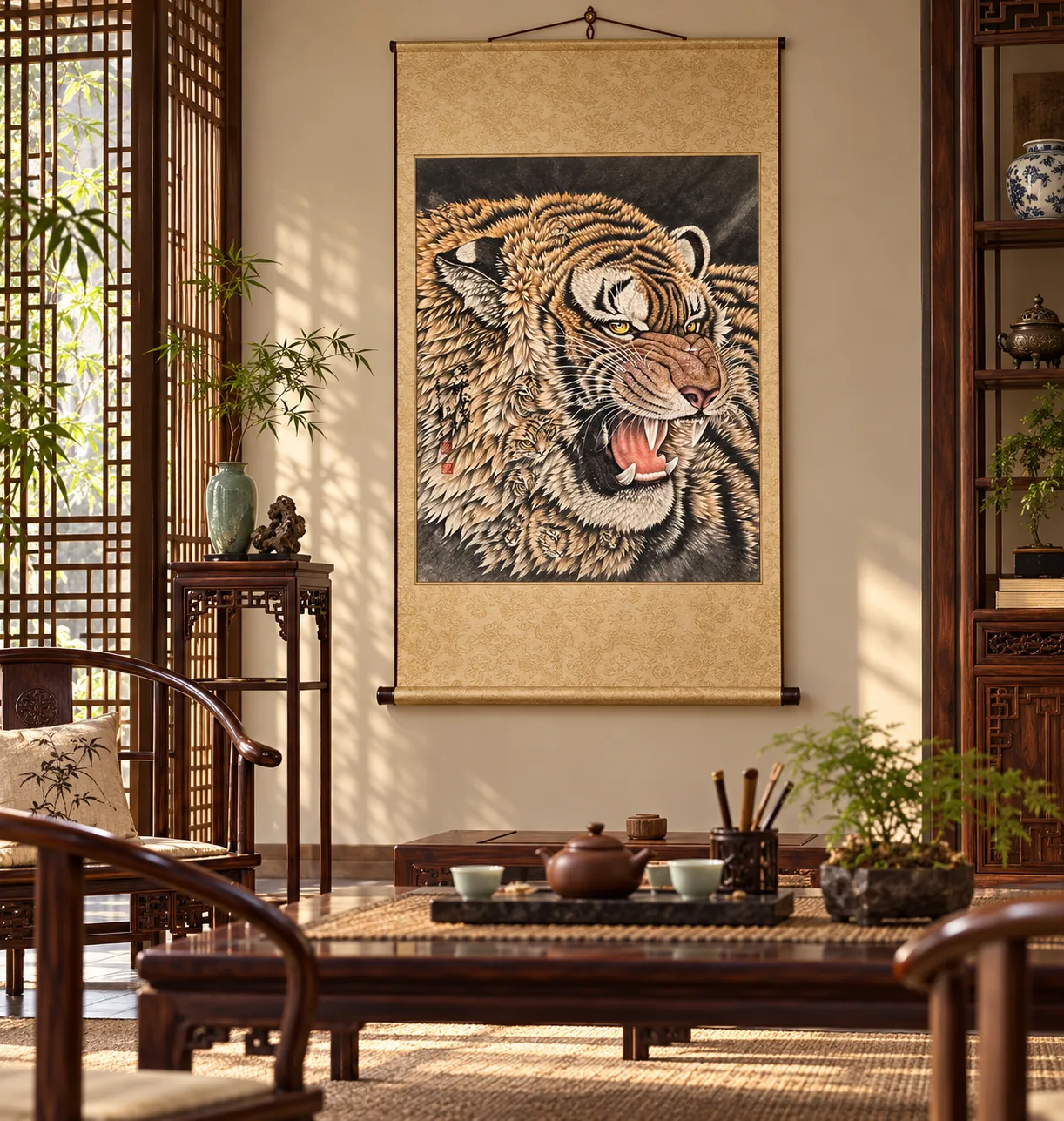 Fierce Tiger, Wind of Power | Roaring Tiger Portrait tiger painting view 3