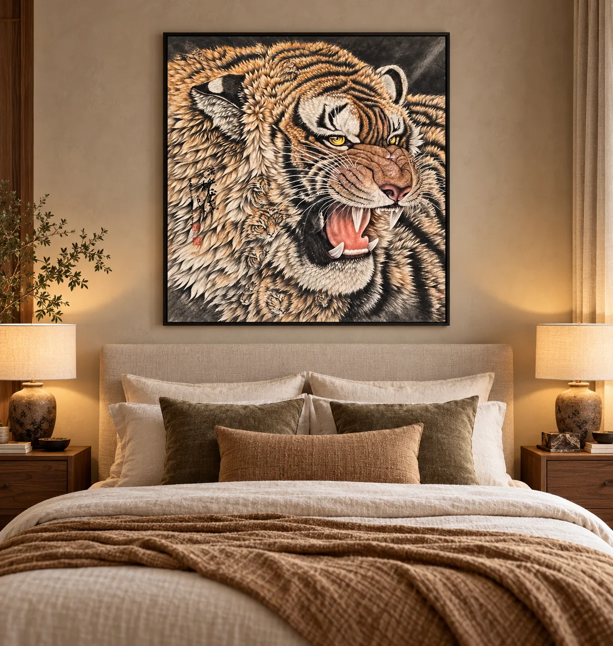 Fierce Tiger, Wind of Power | Roaring Tiger Portrait tiger painting view 4