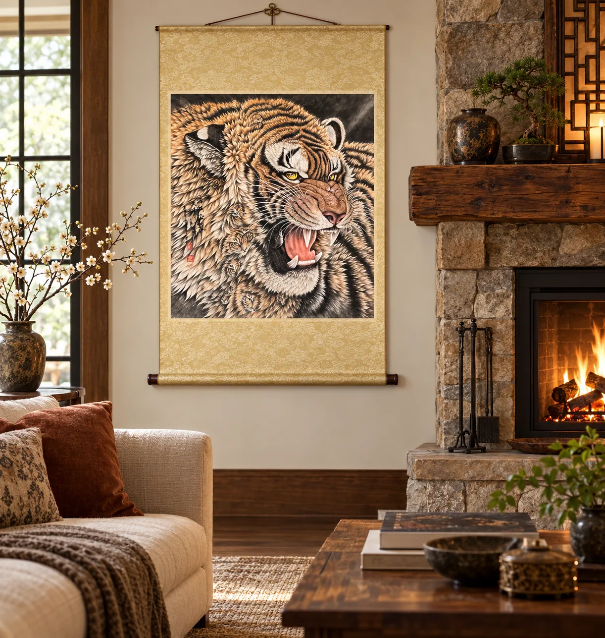 Fierce Tiger, Wind of Power | Roaring Tiger Portrait tiger painting view 5