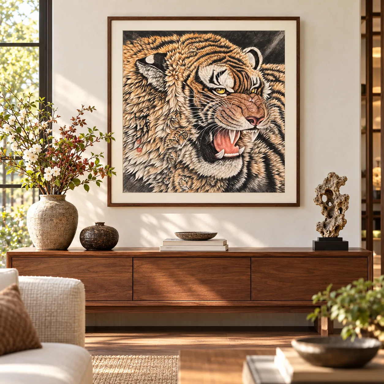Fierce Tiger, Wind of Power | Roaring Tiger Portrait tiger painting view 11