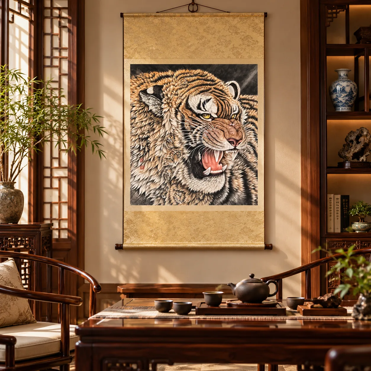 Fierce Tiger, Wind of Power | Roaring Tiger Portrait tiger painting view 12