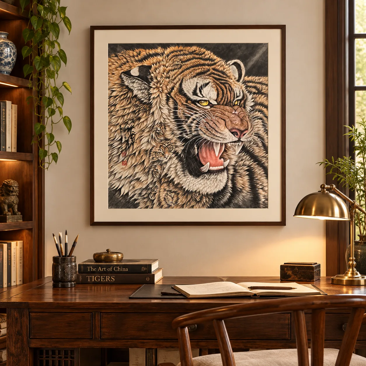 Fierce Tiger, Wind of Power | Roaring Tiger Portrait tiger painting view 13