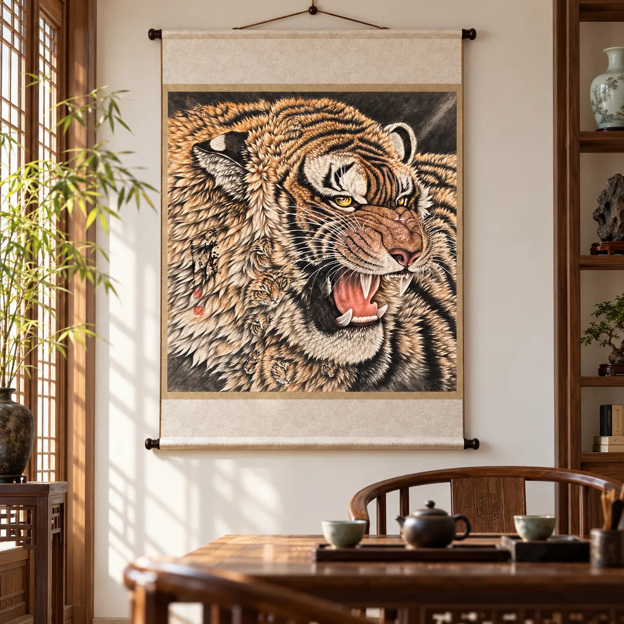 Fierce Tiger, Wind of Power | Roaring Tiger Portrait tiger painting view 6
