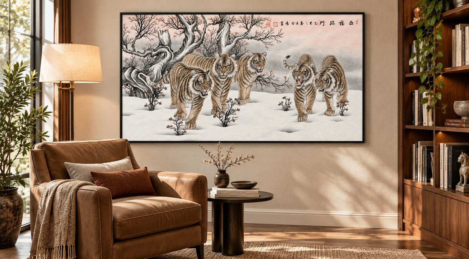 Five Tigers, Five Blessings | Chinese Snow Painting tiger painting view 4