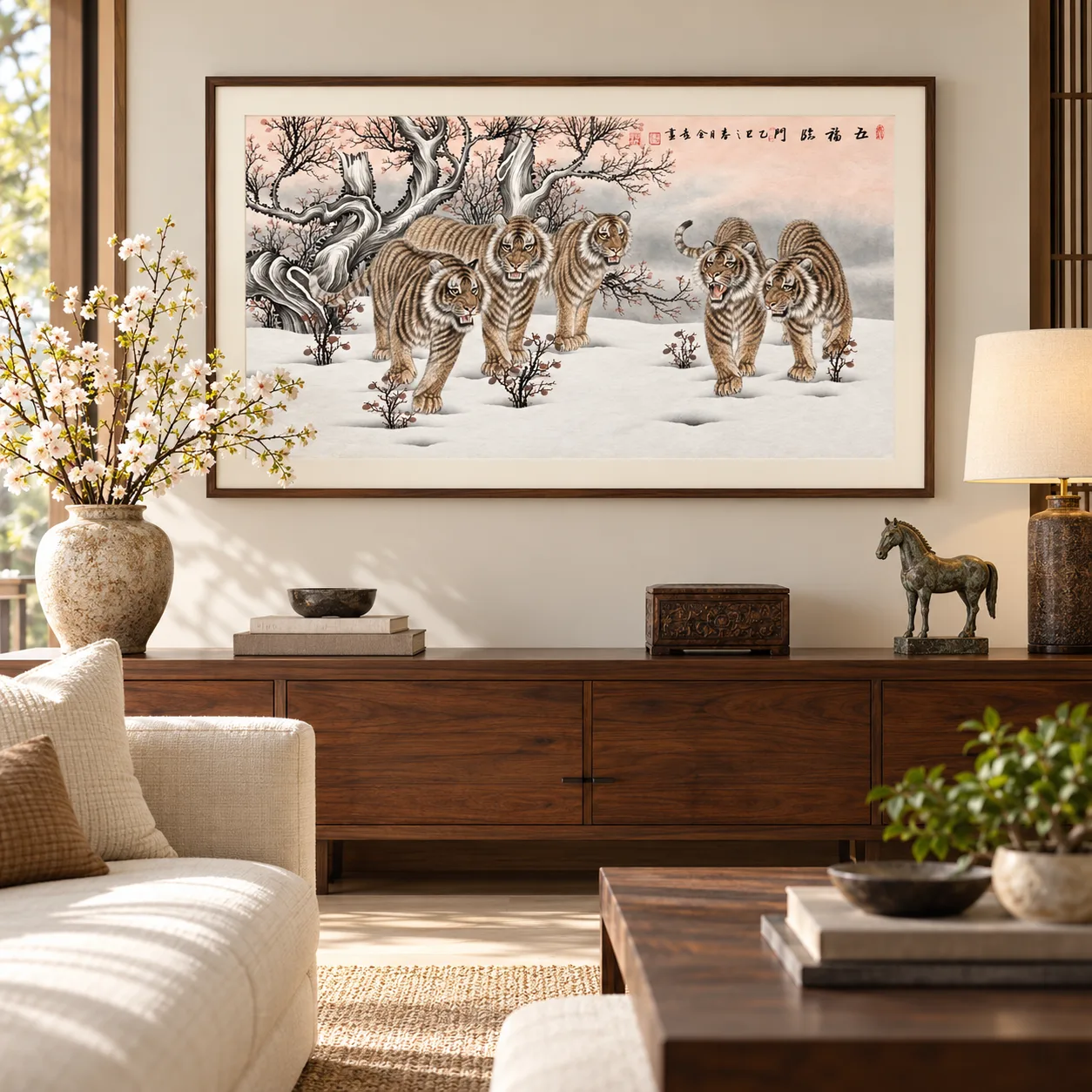 Five Tigers, Five Blessings | Chinese Snow Painting tiger painting view 11