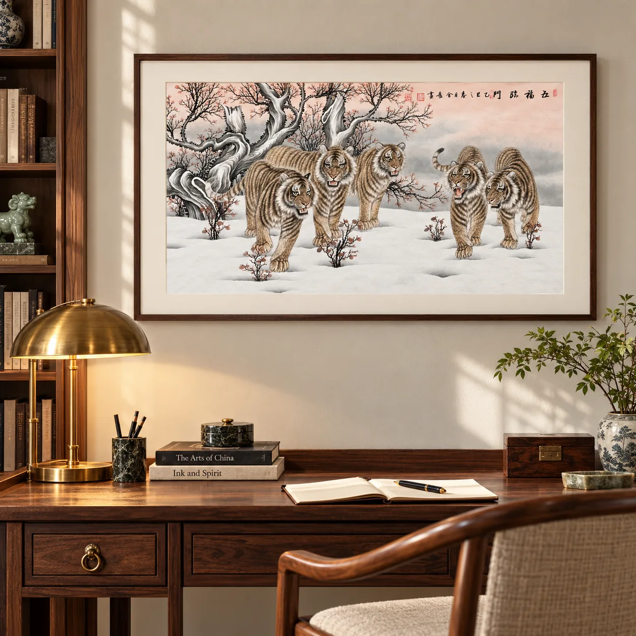 Five Tigers, Five Blessings | Chinese Snow Painting tiger painting view 13