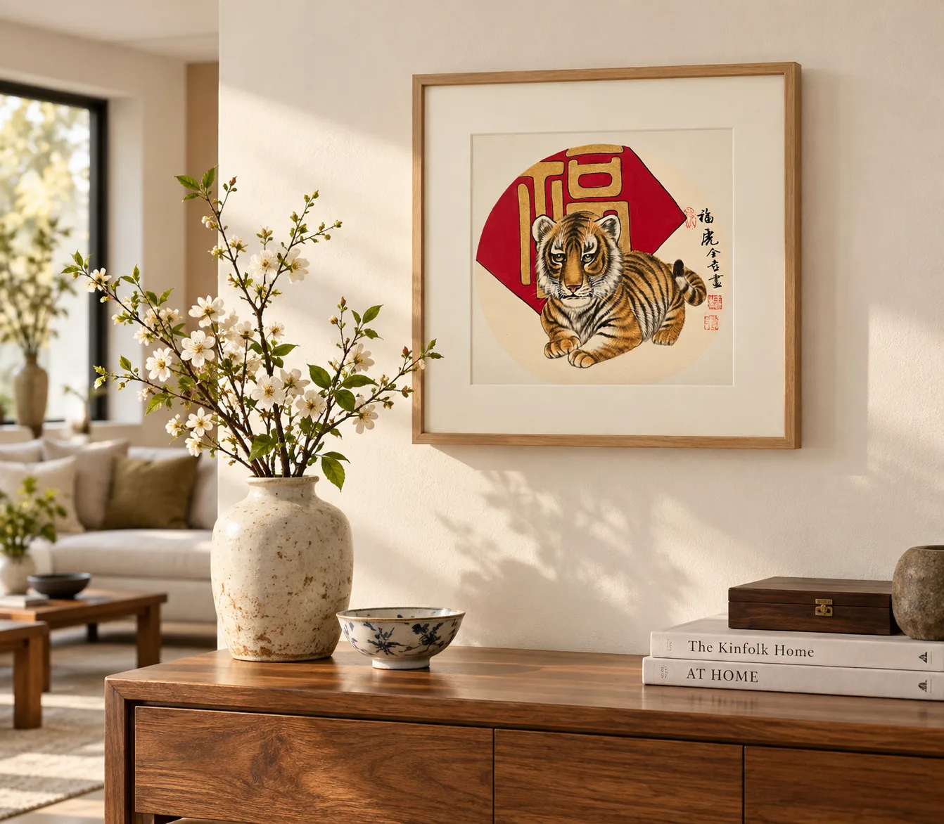 Fortune Tiger with the 福 Character | Chinese New Year Painting tiger painting view 3