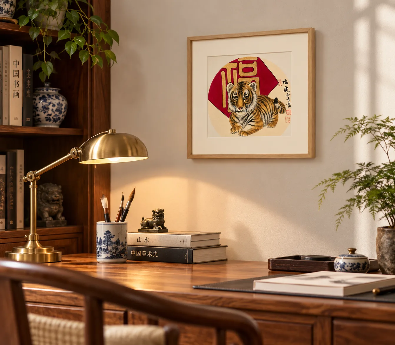Fortune Tiger with the 福 Character | Chinese New Year Painting tiger painting view 5