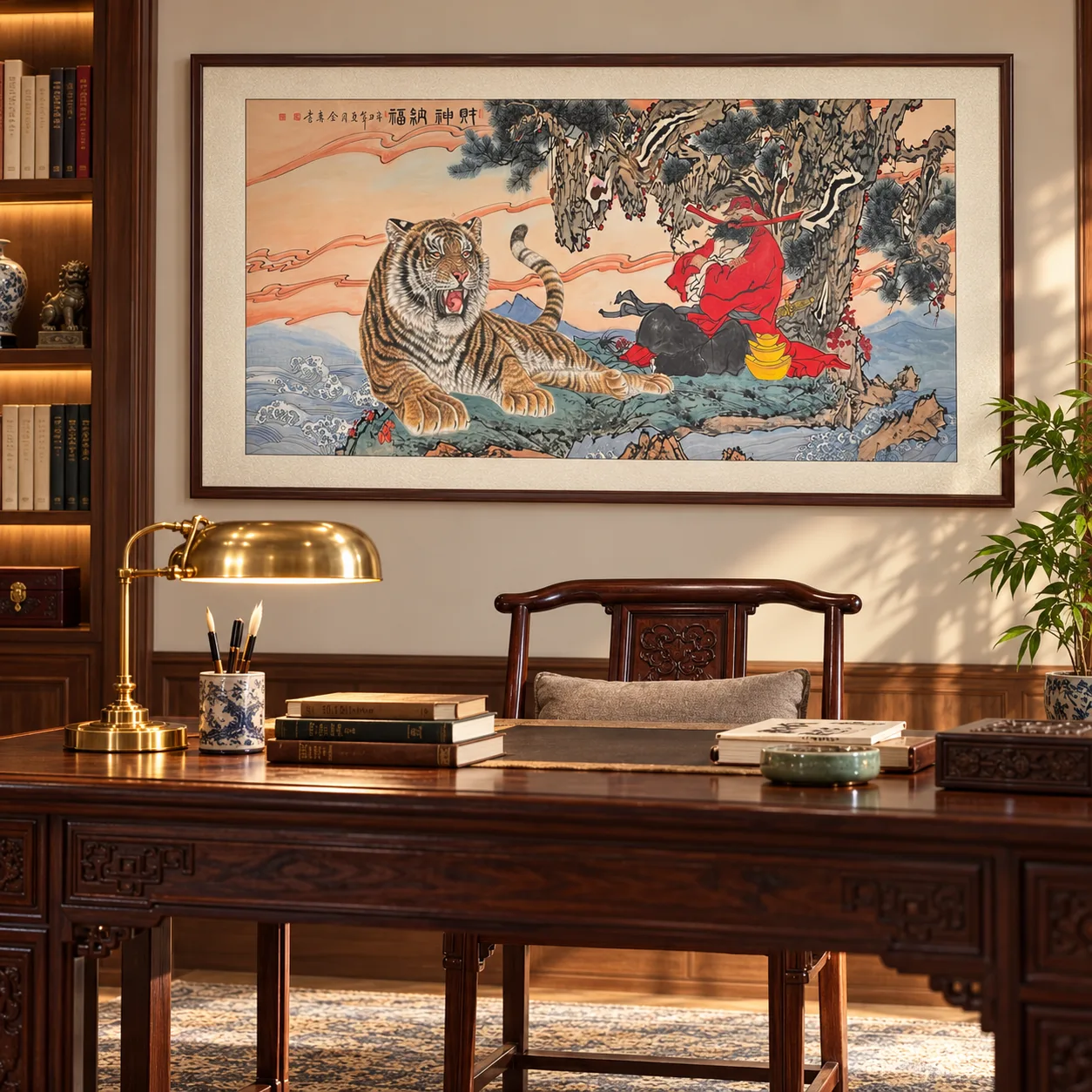 God of Wealth with His Tiger | Caishen Fortune Painting tiger painting view 9