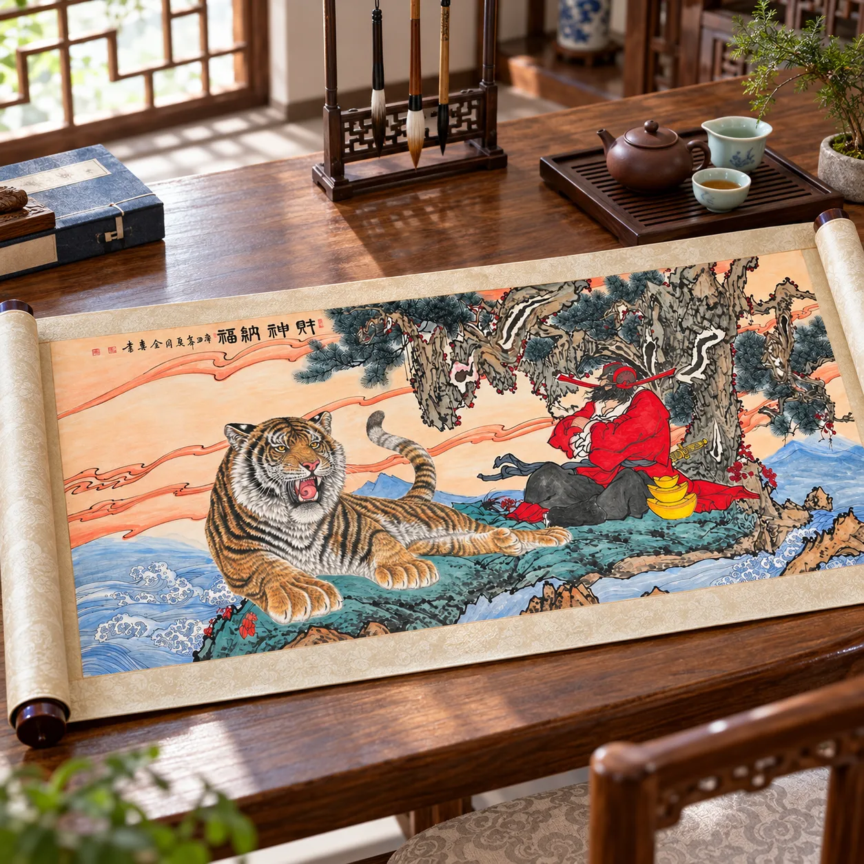 God of Wealth with His Tiger | Caishen Fortune Painting tiger painting view 3