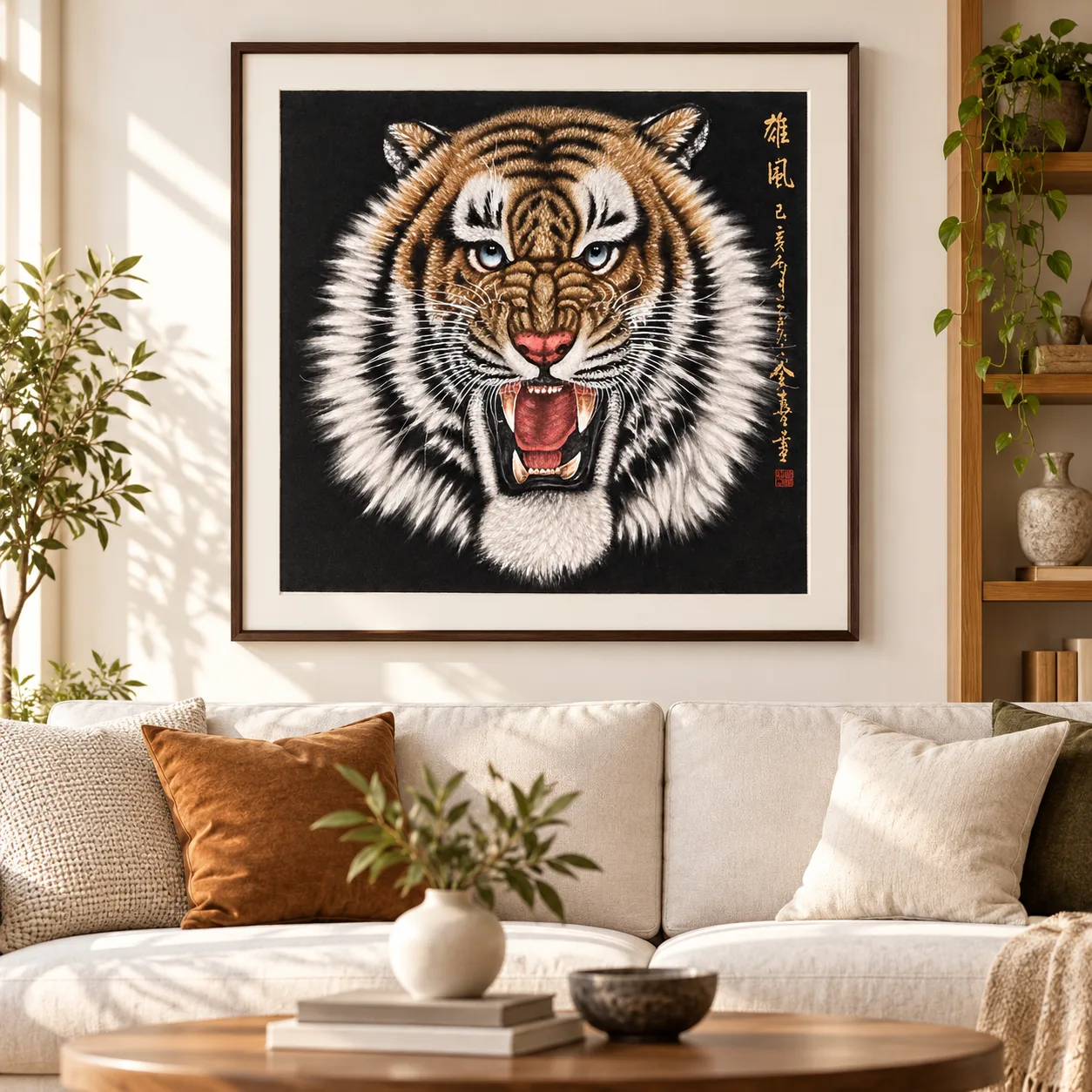 Heroic Bearing | Chinese Tiger Striding Through Green Foliage tiger painting view 3