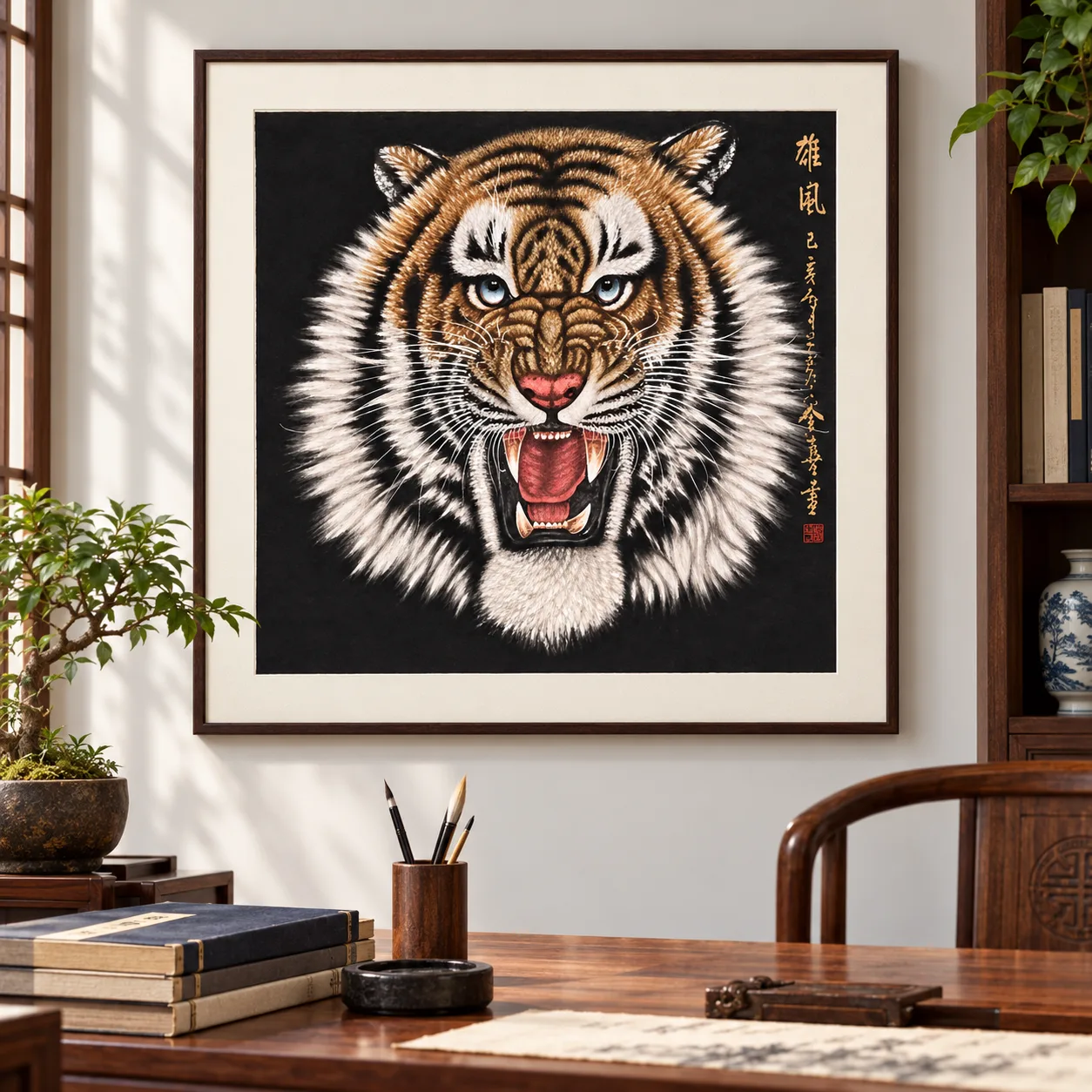 Heroic Bearing | Chinese Tiger Striding Through Green Foliage tiger painting view 5