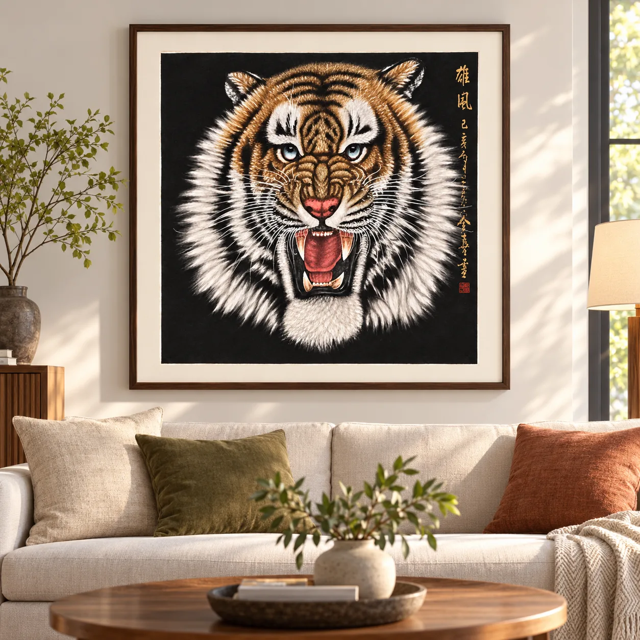 Heroic Bearing | Chinese Tiger Striding Through Green Foliage tiger painting view 2