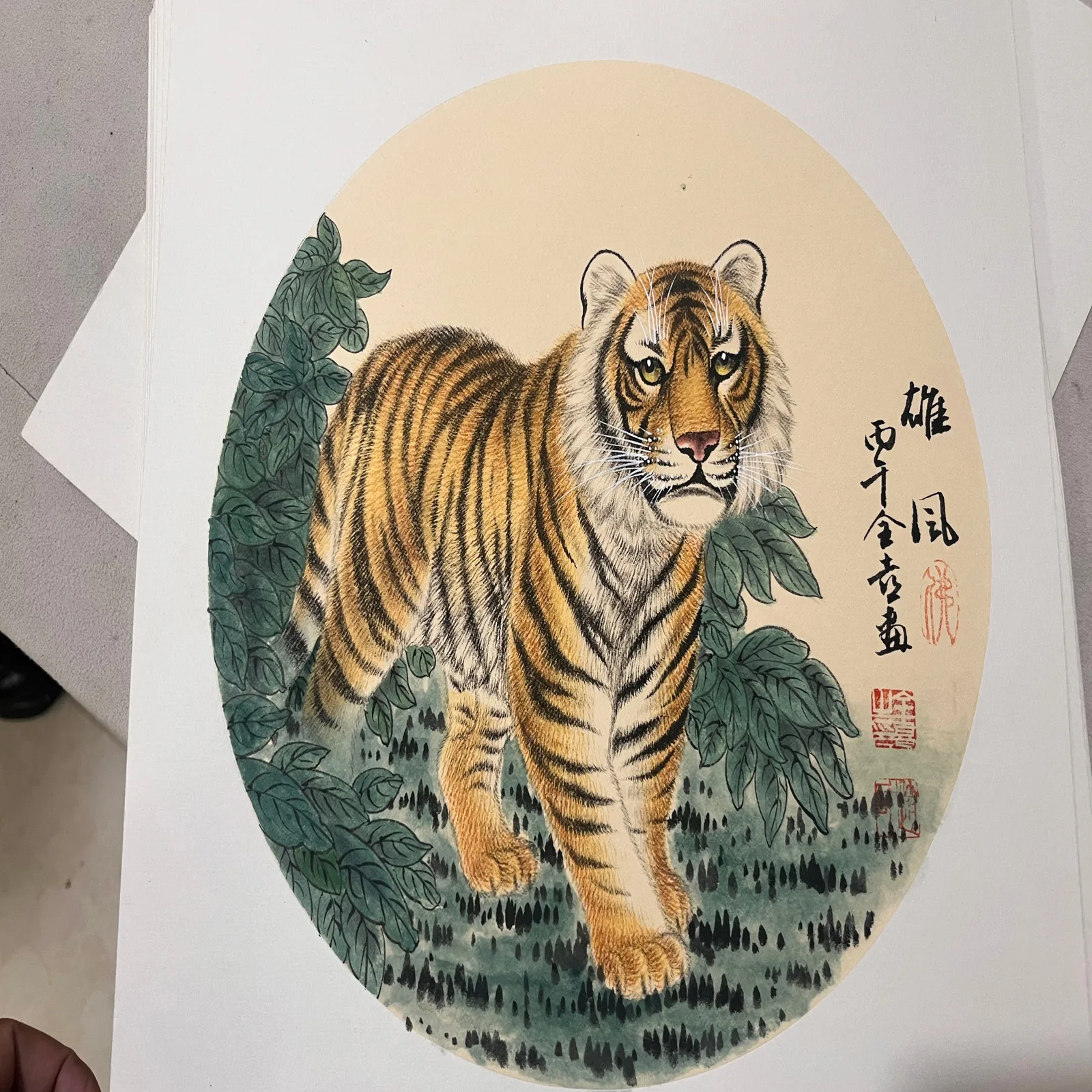 Heroic Bearing | Chinese Tiger Striding Through Green Foliage tiger painting view 2
