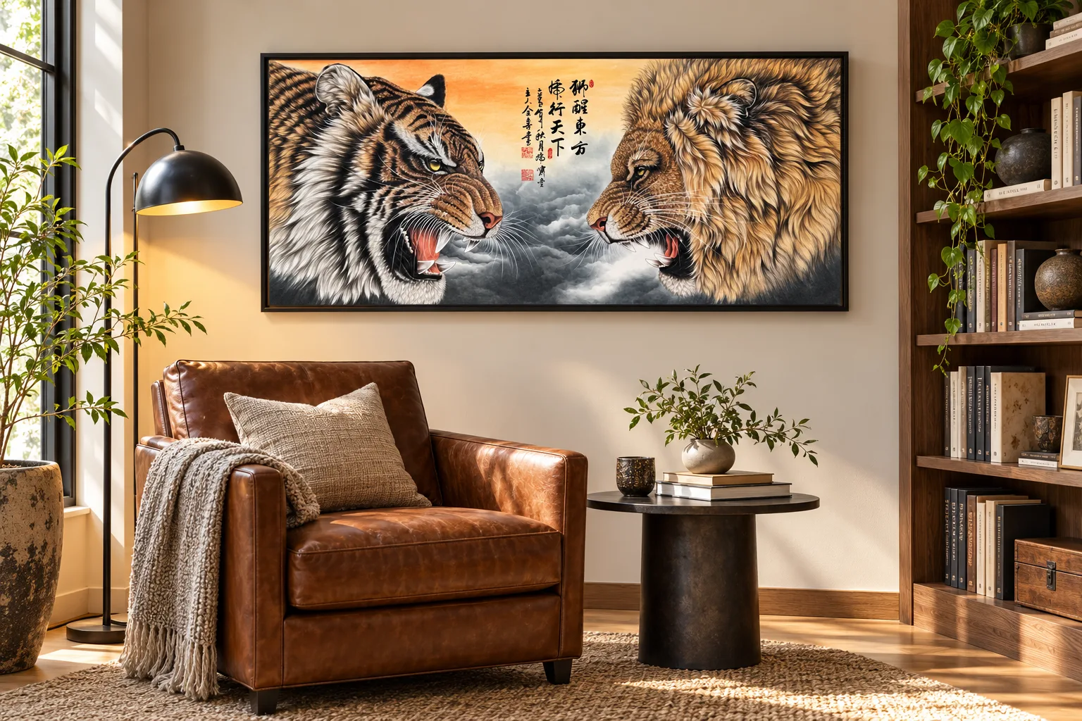 Lion Awakens the East, Tiger Strides the World | Chinese Painting tiger painting view 5
