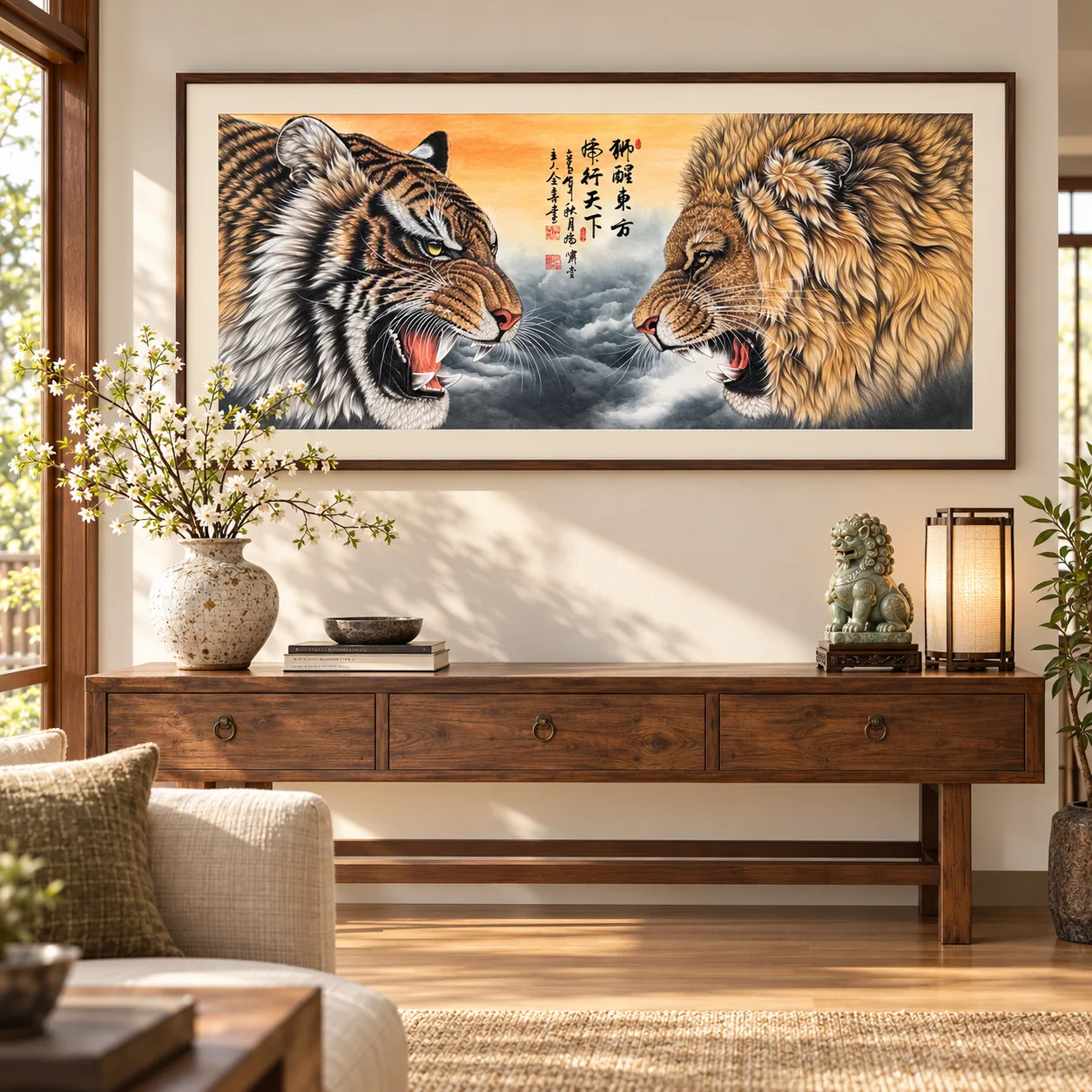 Lion Awakens the East, Tiger Strides the World | Chinese Painting tiger painting view 10
