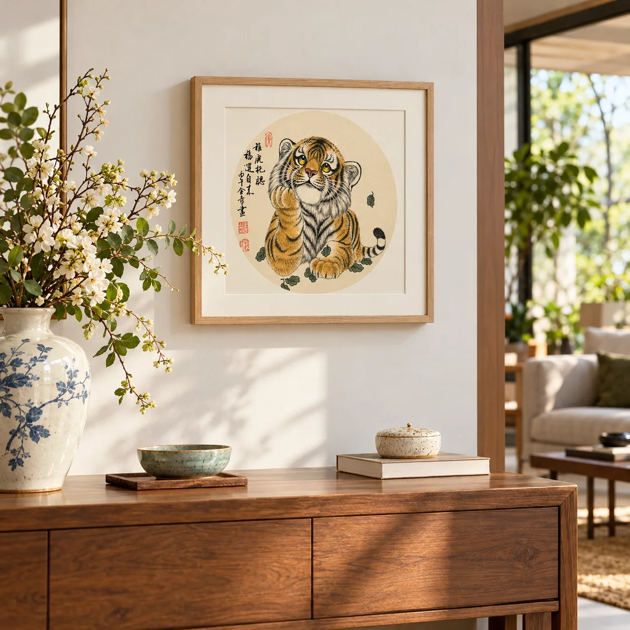 Little Tiger, Chin in Paw | Fortune Comes Chinese Painting tiger painting view 4