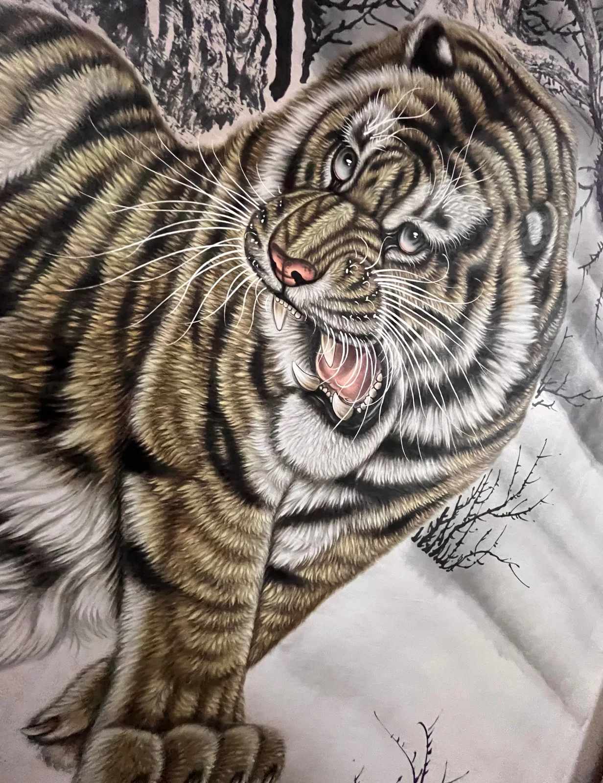 Majestic Tiger in Snow | Close-Up Winter Tiger Painting